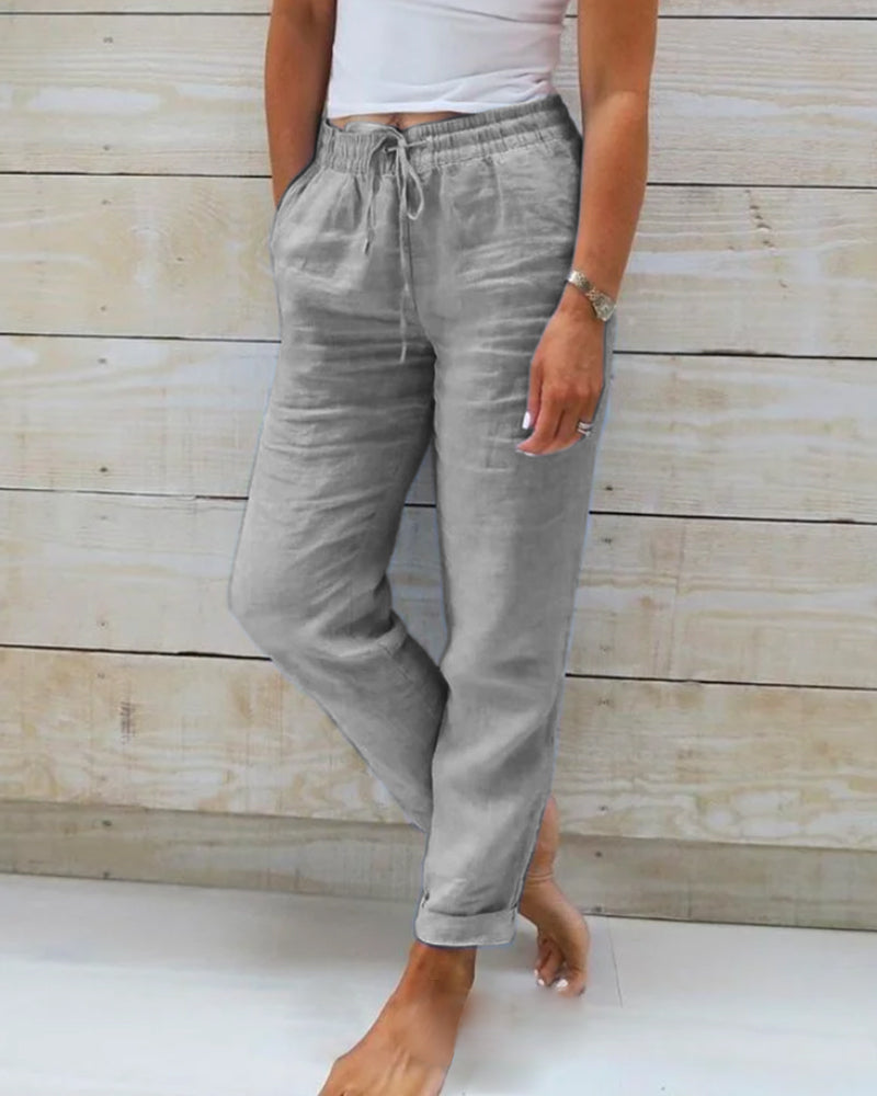 Addison™ - Cotton Linen Elasticated Trousers