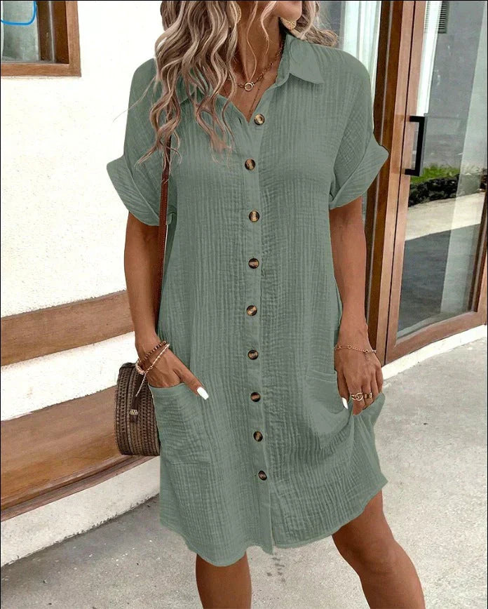 Isabelle™ - Stylish Button-Up Dress